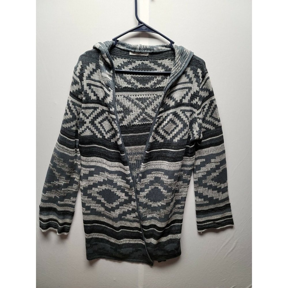Grifflin Paris Blue Gray Long Sleeve Hooded Cardigan Size S
